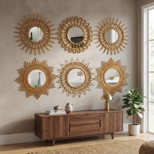 Set gold sunburst mirrors - of,