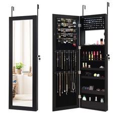 Wall/Door Mounted Jewelry Armoire Organizer Full-length Mirror Storage Cabinet