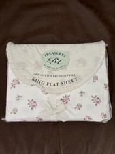 NEW Rachel Ashwell Treasures Shabby Chic Rosebud Cotton King Flat Sheet NWT NIP