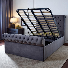 Sleigh Bed Frame Plush Velvet