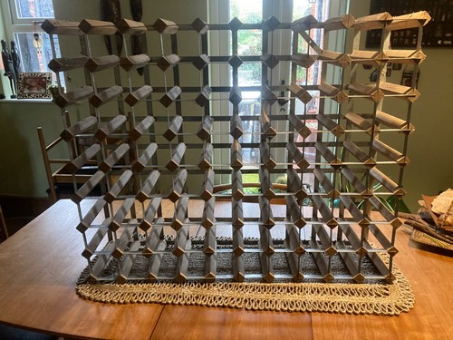Wine rack pine and - rack, metal