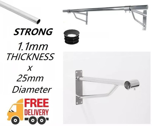 Wall mounted 25mm clothes rail - mounted,