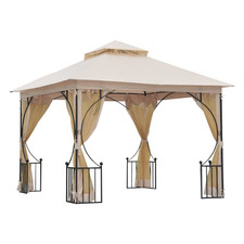 Metal Gazebo With Sides Beige