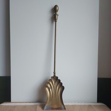 Large vintage brass shovel for coal or wood fire. Inglenook Fireplace Surround 