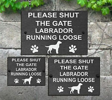 Please Shut the Gate Dog Running Loose Slate House Sign 3 Sizes ALL BREEDS  D-L