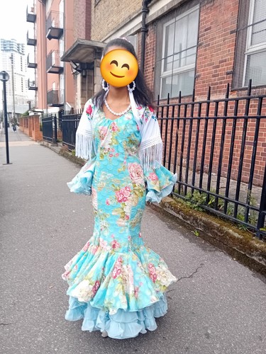 Real flamenco dress turquoise - dress,,