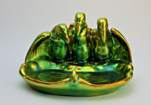 Zsolnay eosin vulture - eosin, bowl