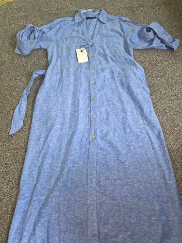 Zara blue linen - linen, collared