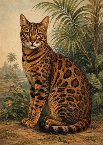 Bengal cat art print - bengal,