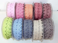 Gingham Hearts Garland Trim Padded 15mm wide Sold per metre 10 Colours