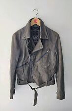 Diesel Sheepskin Leather Biker Jacket Women's Medium Brown Faded Belted