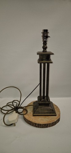 Metal wood brown table lamp - &,