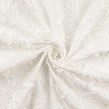 Luxe Feather Embroidery Cotton Dress Occasion Bridal Fabric Half Metre - White