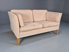 Vintage 1970s Danish 2 Seat Sofa Faux Suede Beige Retro MCM EB10267 M2SS