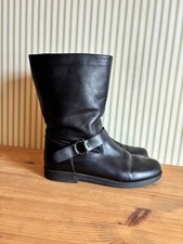 Black leather buckle biker - black,
