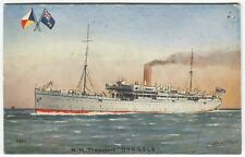 HM TRANSPORT DONGOLA, P & O, W FRED MITCHELL, NAVY, - Military Shipping Postcard