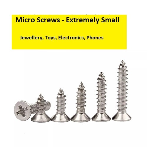 Tiny sizes micro screws - sizes,