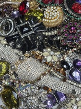 JOB LOT BROKEN BLING RHINESTONE COSTUME JEWELLERY SPARE REPAIR HARVEST CRAFTS