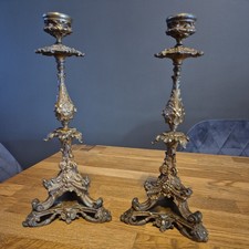 PAIR OF GORGEOUS FRENCH ANTIQUE BRONZE CANDLESTICKS