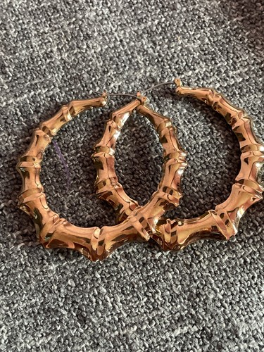 Large gold tone bamboo style