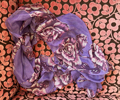 Purple rose flower scarf - flower,