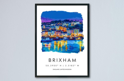Brixham watercolor poster - watercolor,