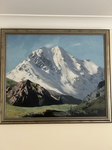 Oil painting mountain range - mountain,