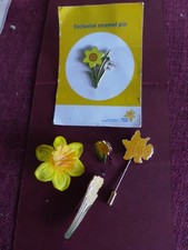 Vintage Marie Curie Daffodil Pins  Badges Set