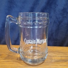 Heavy Glass Captain Morgan Rum Tankard CM Logo In VGC Home Bar