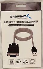 2x USB 2.0 to Serial (9-Pin) DB-9 RS-232 Adapter Cable 6ft Cable, Sabrent, New..