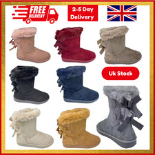 LADIES WOMENS MID CALF SNUGG WARM WINTER BOOTS FUR LINED HUG GRIP SOLE SIZE 3-8