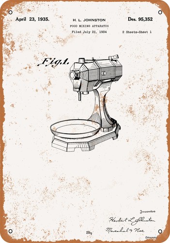 Metal sign 1935 food mixer - food,