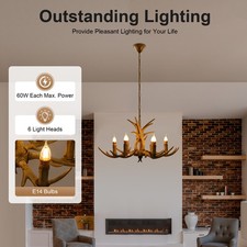 Retro brown antler chandelier - brown,