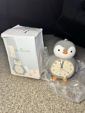 Grey Children's Alarm Clock Penguin Grey Bedside Kids Boys Girls Gift Wake Up