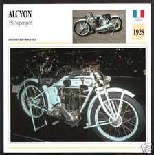1928 Alcyon 350cc Supersport France Motorcycle Photo Spec Sheet Info Stat Card