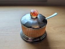 Vintage Glass Jam Pot w/Chrome