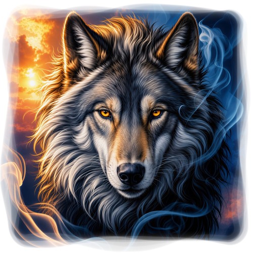 Day night wolf head - wolf, camper