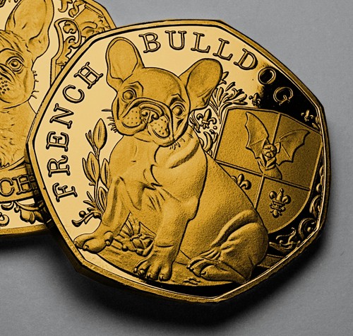 French bulldog 24ct gold - french,
