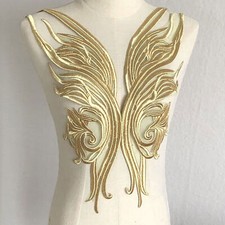Gold Applique Trimmings with Detailed Embroidery Glamorous for Clothing Costumes
