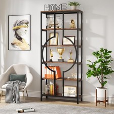70.9 Inch Industrial Bookshelf, 6-Tier Tall Etagere Bookcase with Open Shelve