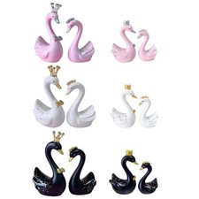 1 Pair Resin Swan Statue Figurines Swan Cake Topper Sculpture Cake Dashboard