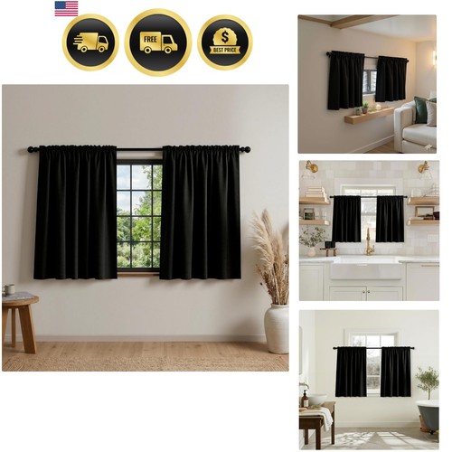 Short blackout tier curtains - blackout,