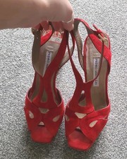 Red Suede  High Heels Pedro Miralles EU 40 open toe, platform 