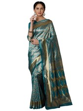 Women's Kanjivaram Banarasi Silk Saree with Unstitched Blouse Piece
