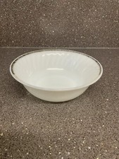 Fire King USA Fluted Milk Glass Serving Bowl Gilt Rim Vintage 8.25 Inch Uk Only.