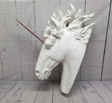 White Unicorn Wall Sculpture Decorative Home Décor Detailed Plaster Ornament