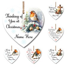 Personalised Heart Christmas Tree Bauble Wall Plaque Remembrance Memorial Gift