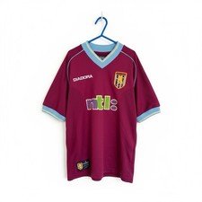 Aston Villa FC Home 2001/02 Diadora Football Shirt Kids Childrens Size 30/32
