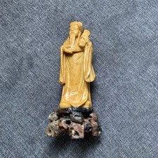 Antique Hand Carved Chinese Soapstone Asian Wise Man Figurine Statue 