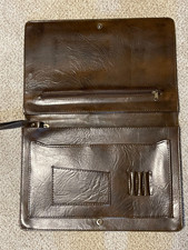 New Star Top Grain Genuine Dark Brown Leather Portfolio Padfolio Business Case